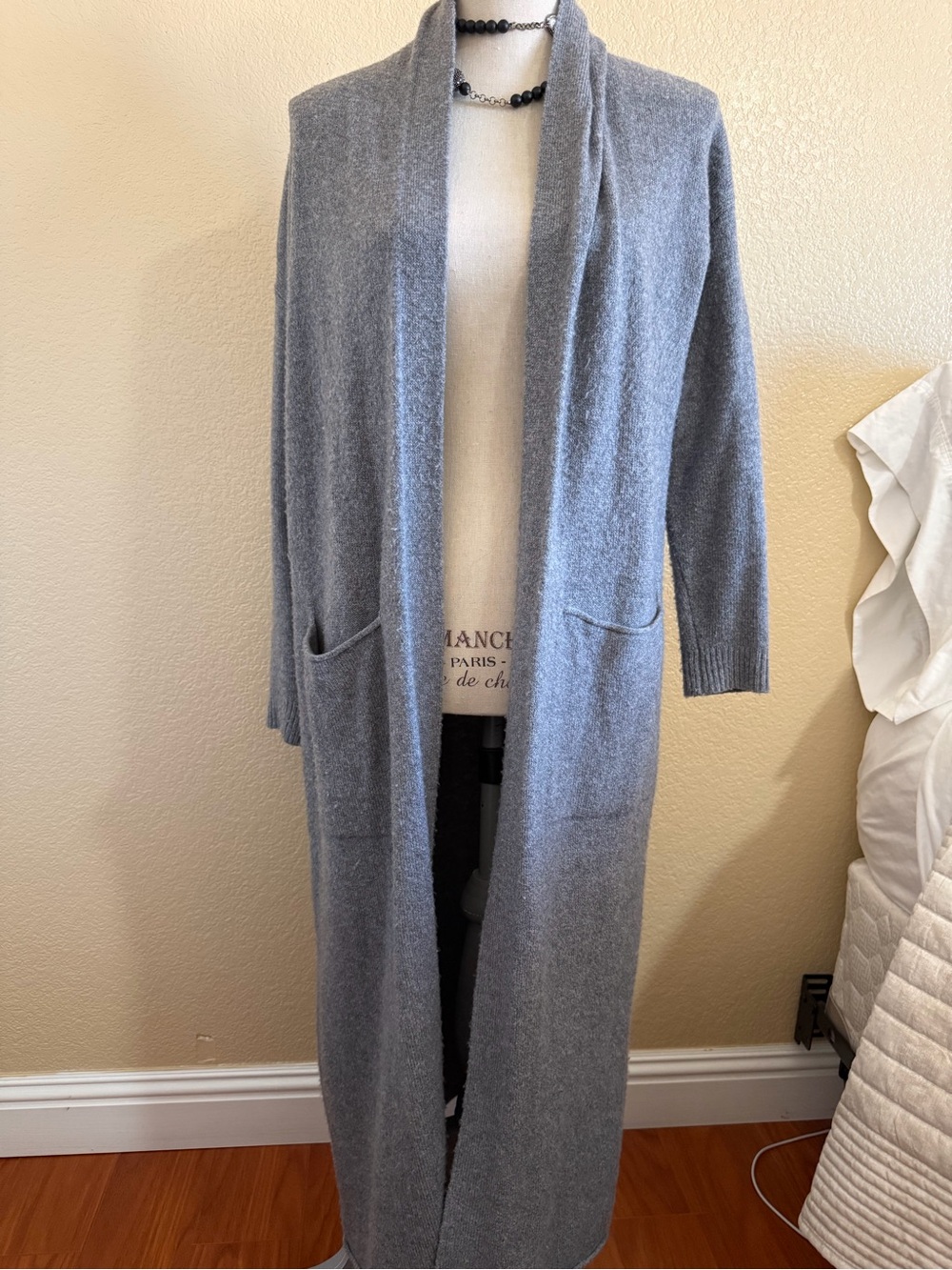 Long Open-Front Gray Women's Sweater Cardigan